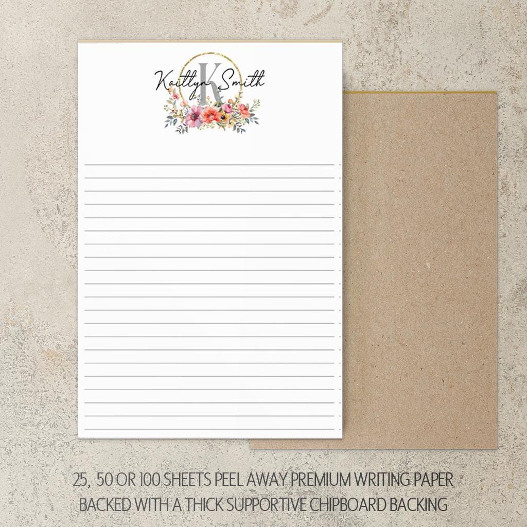 Personalized Notepad - Custom Name Notepad With Wildflower Garden Notes | Pretty Stationery Pad