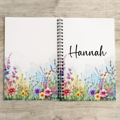 Custom Wildflower Notebook - Spiral Bound Floral Sketchbook With Lined And Blank Pages