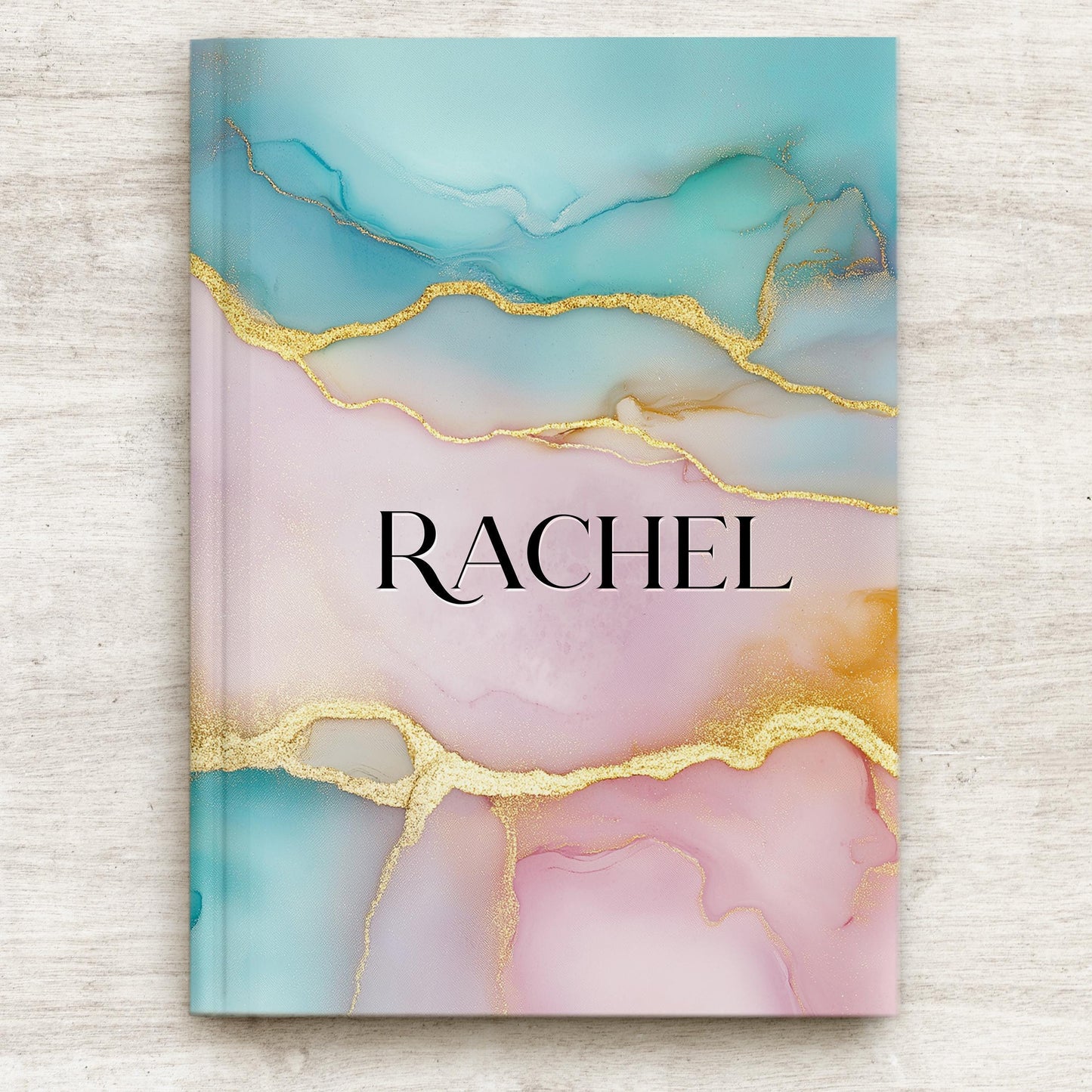 Custom Hardcover Journal - Personalized Notebook, Marbled Ink, Gift for Her