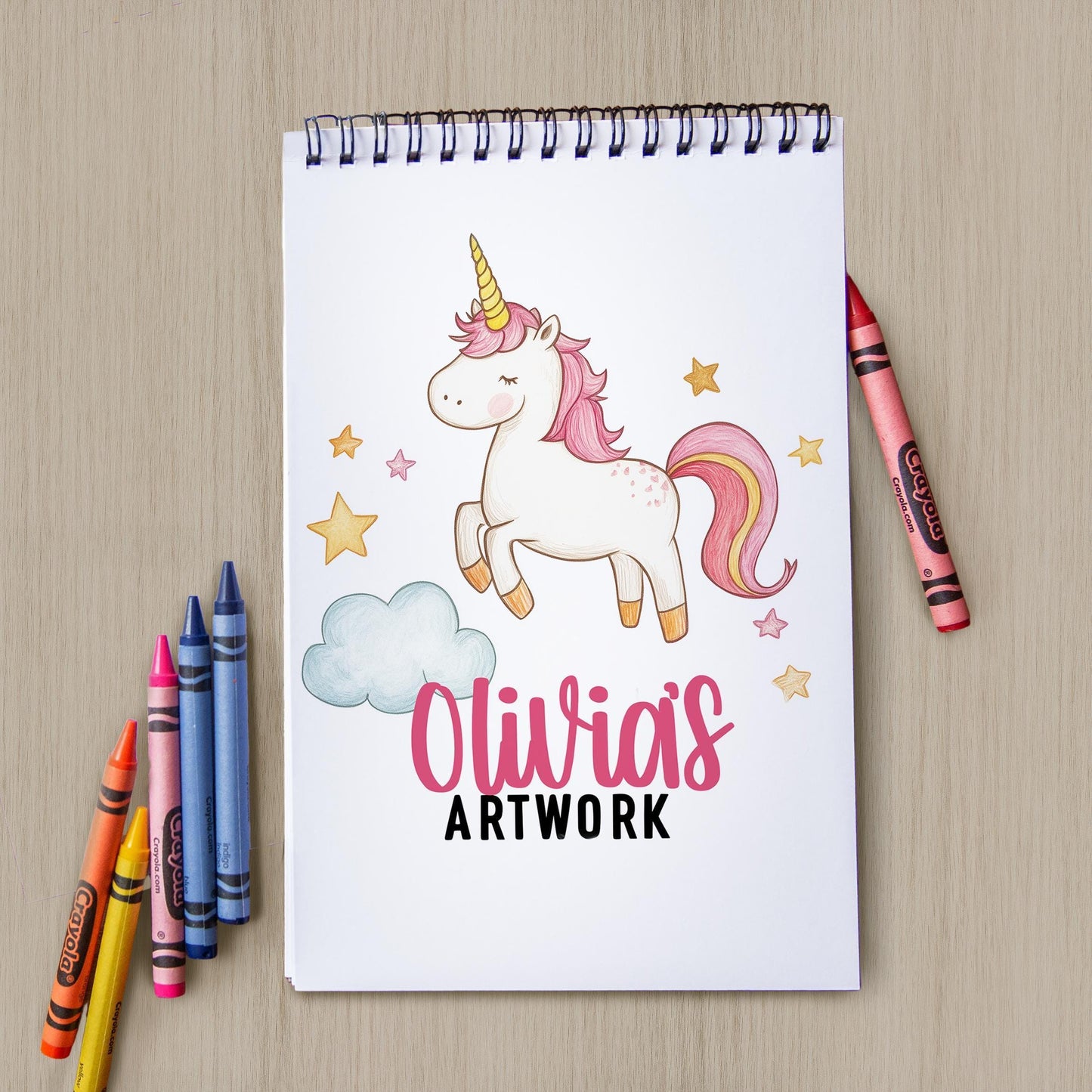 Personalized Unicorn Sketchbook – Custom Name Sketchbook for Kids Drawing Pad & Art Supplies