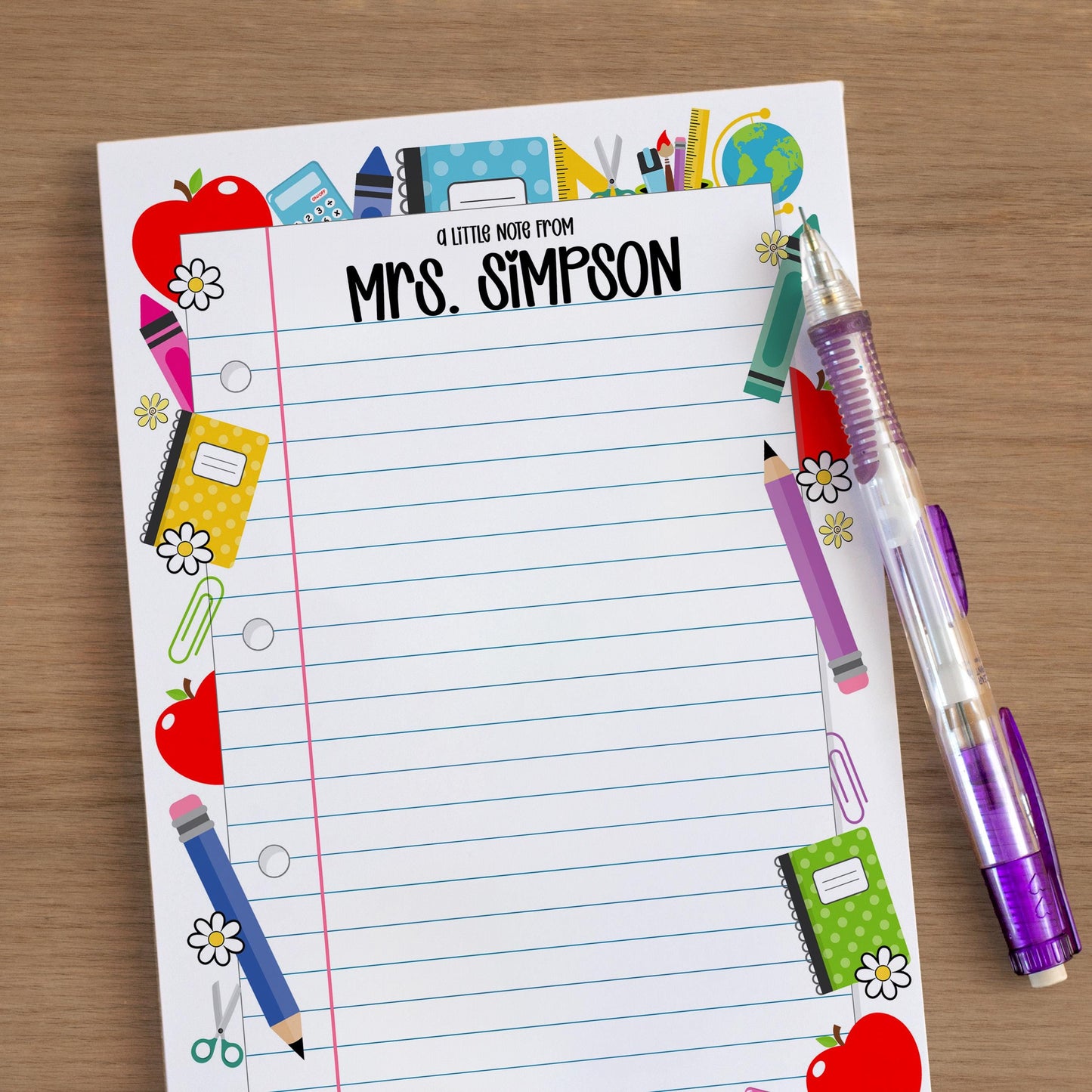 Personalized Teacher Notepad – Custom Name Stationery, Classroom Notepads & Teacher Gift Ideas