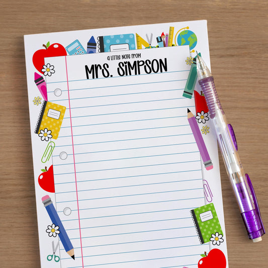 Personalized Teacher Notepad – Custom Name Stationery, Classroom Notepads & Teacher Gift Ideas