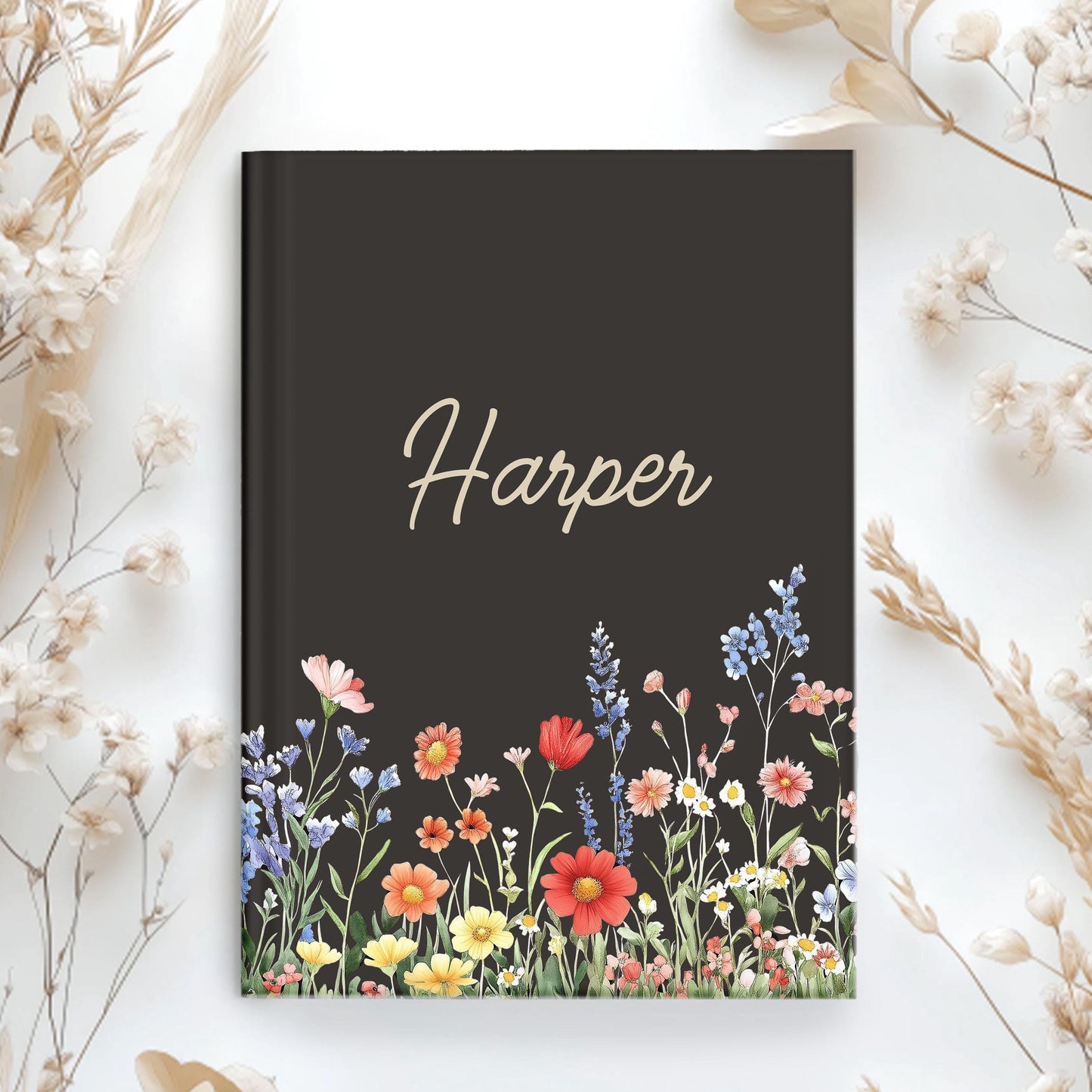Personalized Journal – Custom Hardcover Journal With Floral Design & Lined Pages