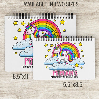 Personalized Unicorn Coloring Book, 50-Page Spiral-Bound Gift Set