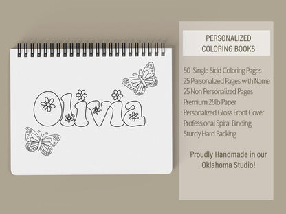 Personalized Butterfly Coloring Book - Custom Kids Coloring Book Gift With Name