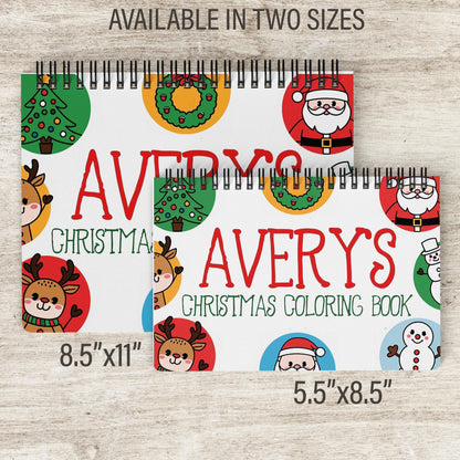 Personalized Christmas Coloring Book - Holiday Activity Book With Custom Name & Spiral Bound Pages