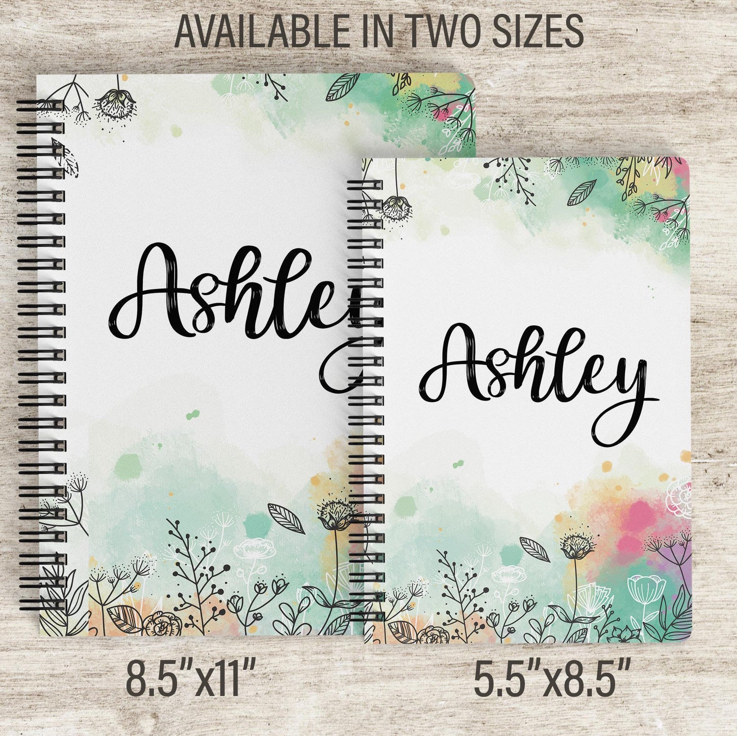 Personalized Girls Notebook - Custom Kids Journal With Wildflower Name & Spiral Bound