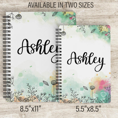 Personalized Girls Notebook - Custom Kids Journal With Wildflower Name & Spiral Bound