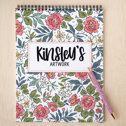 Girls Personalized Sketchbook - Custom Drawing Book with Heavyweight Paper & Name