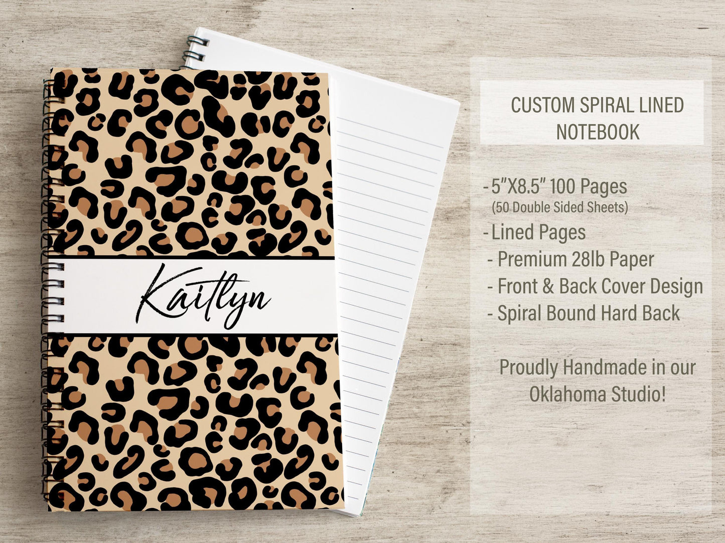 Personalized Stationery Set - Leopard Print Writing Paper & Notecards Gift