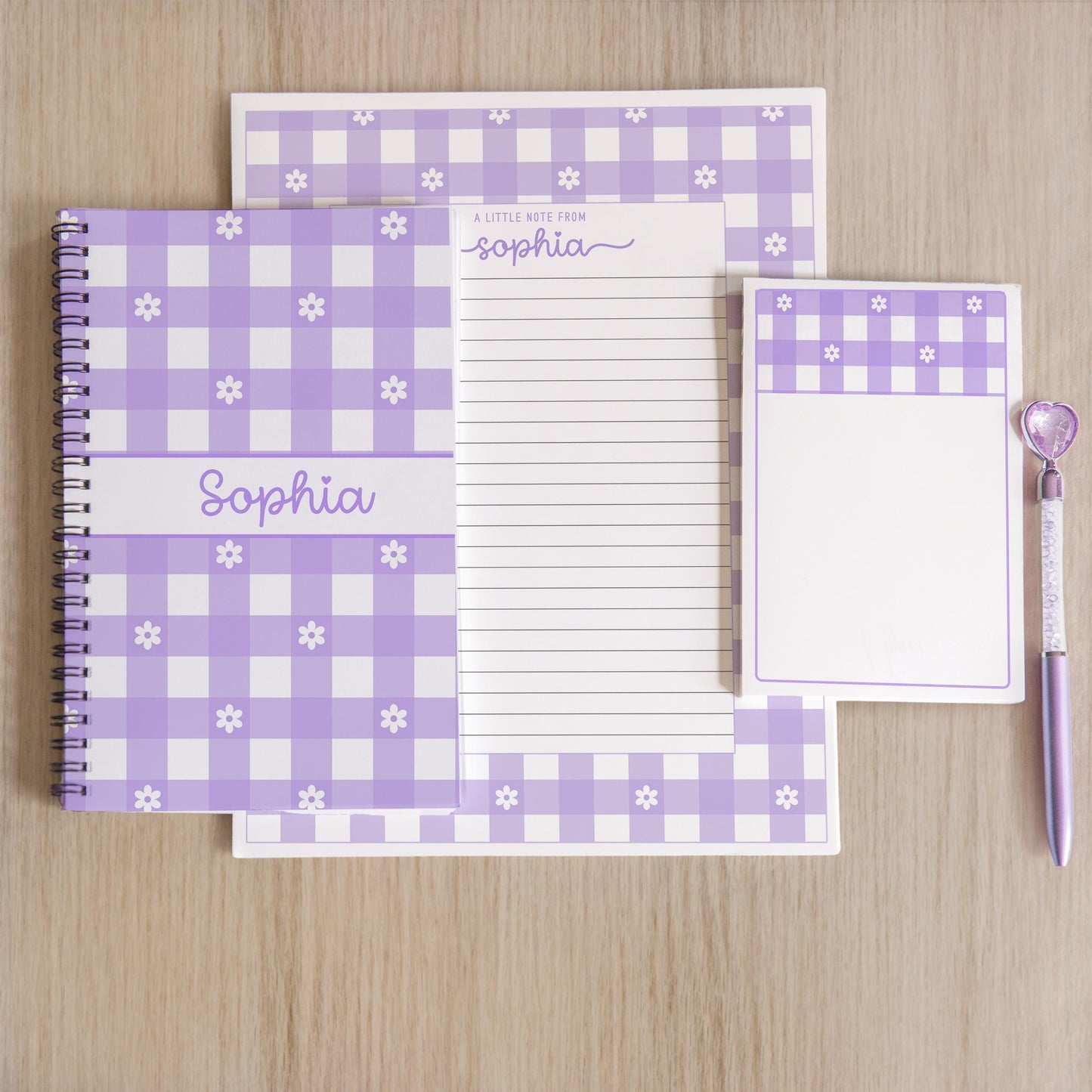 Personalized Stationery Set - Kids Letter Writing Kit with Flower Notebook & Pen