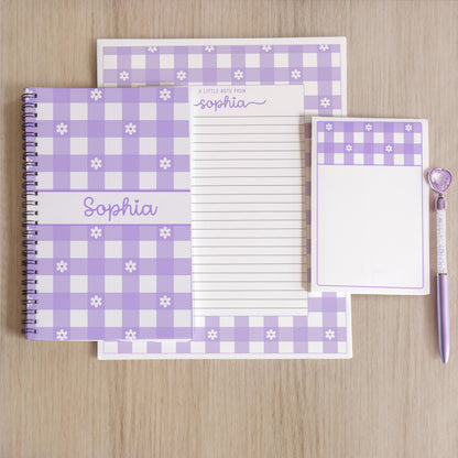 Personalized Stationery Set - Kids Letter Writing Kit with Flower Notebook & Pen