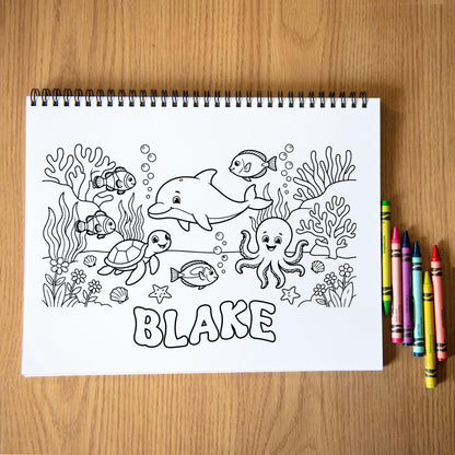 Personalized Ocean Coloring Book - Custom Name Sea Creature Activity For Kids