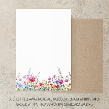 Personalized Stationery Set - Wildflower Letter Writing Set With Envelopes & Notecards