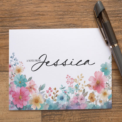 Personalized Note Cards - Wildflower Stationery Set with Custom Envelopes & Thank You Cards