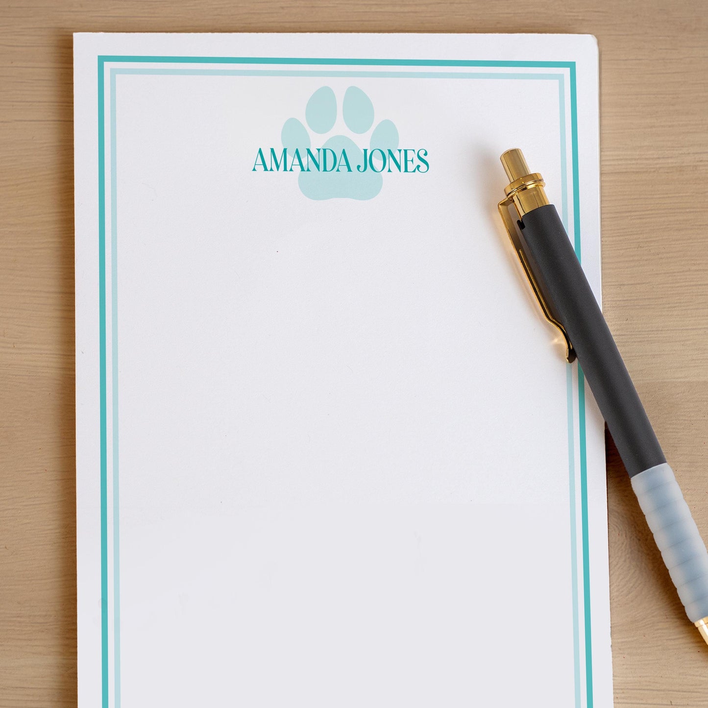 Personalized Paw Print Notepad - Custom Name Stationery | Pet Groomer Gift Idea