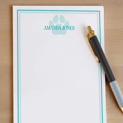 Personalized Paw Print Notepad - Custom Name Stationery | Pet Groomer Gift Idea