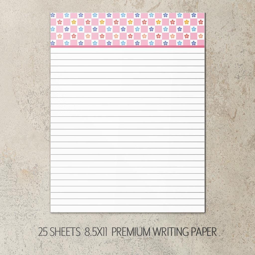 Personalized Stationery Set - Kids Letter Writing Kit with Groovy Flower Notebook & Colorful Pen