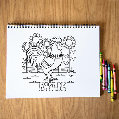 Personalized Farm Coloring Book – Custom Kids Coloring Book With Name & 50 Pages