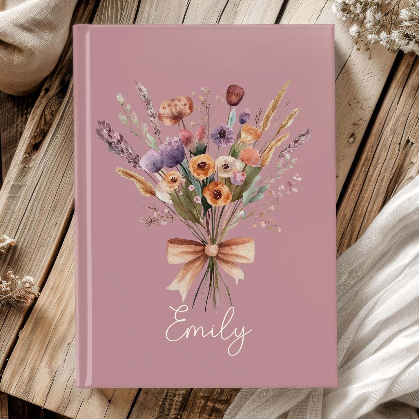 Personalized Hardcover Journal - Boho Floral Notebook | Custom Writing Notebook Gift