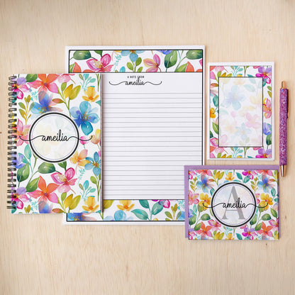 Personalized Stationery Set - Wildflower Letter Writing Sets with Floral Notebook & Pen