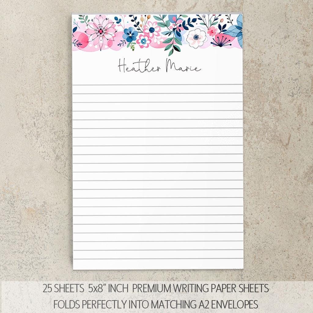 Personalized Stationery Set - Wildflower Print Paper & Colorful Floral Writing Kit