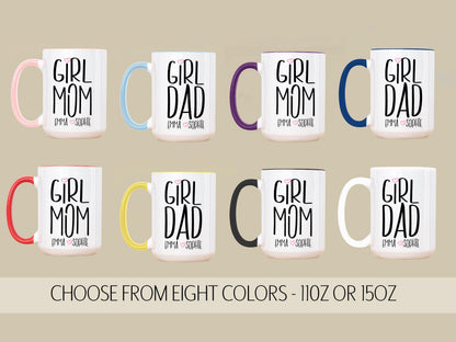 Personalized Girl Dad Mug - Fathers Day Gift | Custom Kids Name Mug, Microwave Safe Coffee Cup