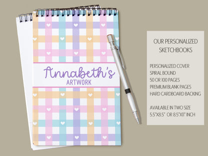 Girls Personalized Sketchbook - Custom Art Book With Name | Spiral Bound Drawing Pad