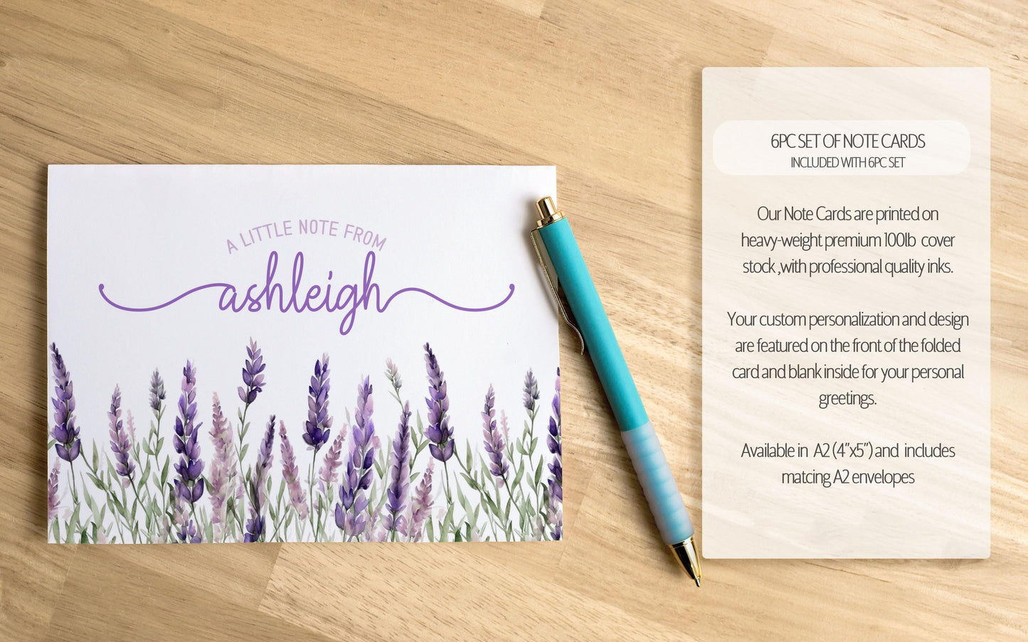 Personalized Stationery Set – Lavender Wildflowers Design | Premium Letter Paper & Envelopes