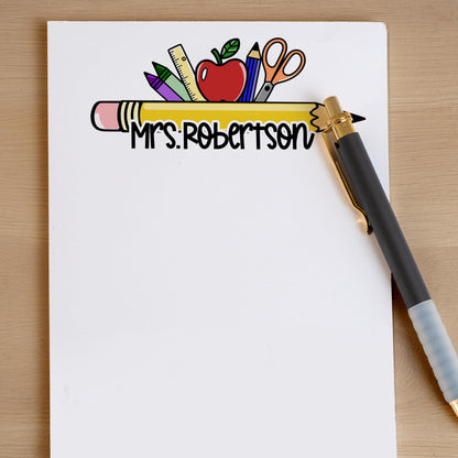 Personalized Teacher Notepad - Custom Name Stationery | Classroom Notepads, Teacher Pencil Notes