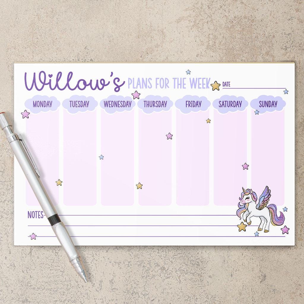 Personalized Weekly Planner | Custom Name Notepad - Desk Organizer & Habit Tracker