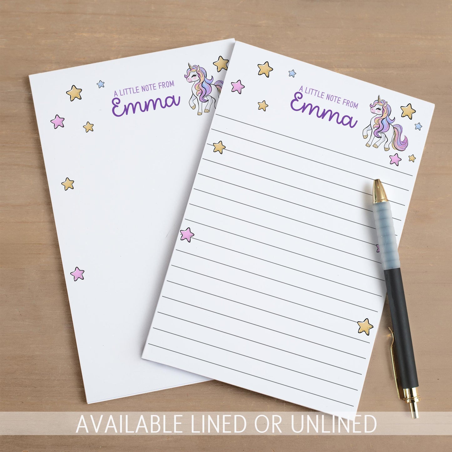Personalized Unicorn Notepad – Custom Kids Notepad with Name | Cute Girls Stationery Gift
