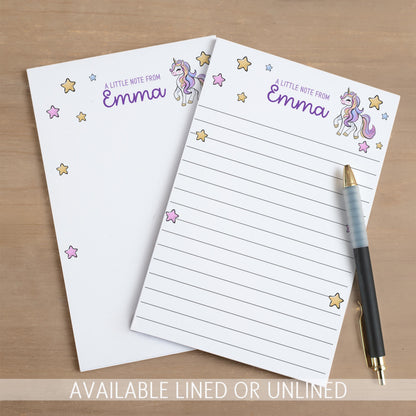 Personalized Unicorn Notepad – Custom Kids Notepad with Name | Cute Girls Stationery Gift