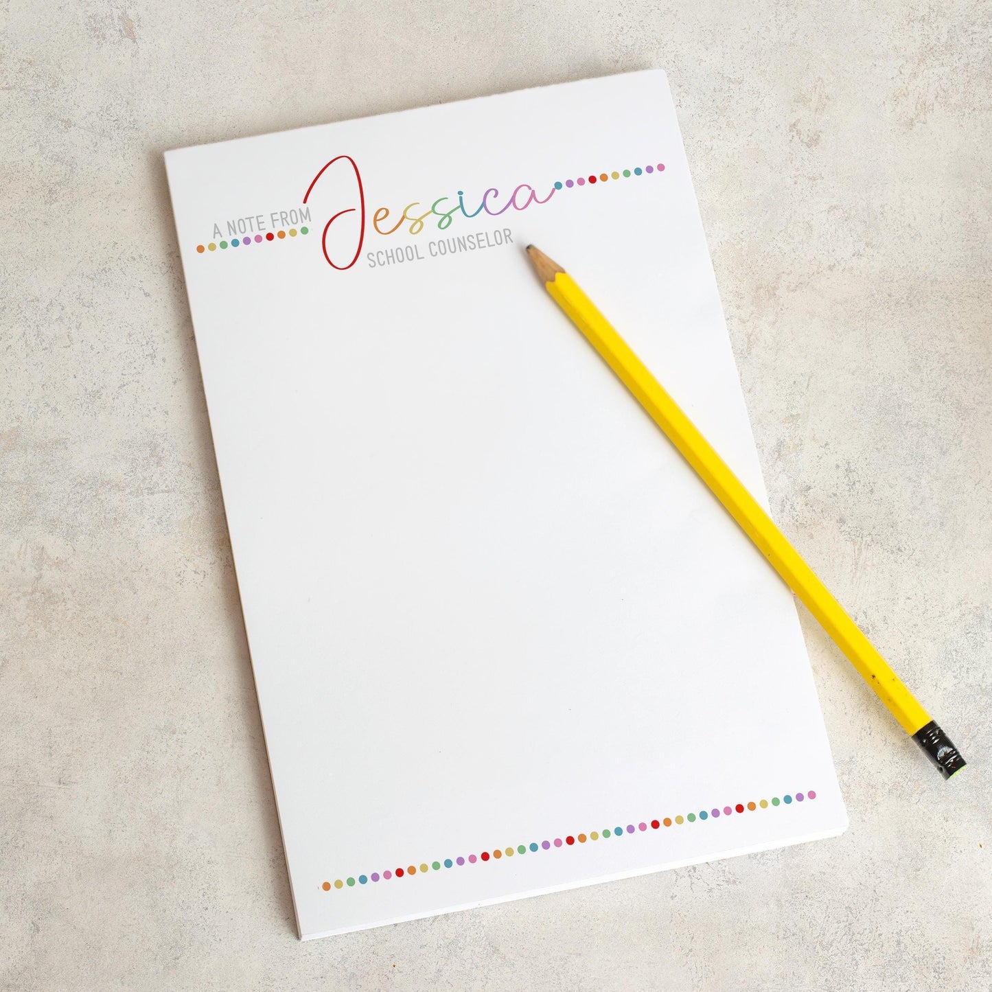 Personalized Notepad – Custom Stationery Rainbow Script Notepad with Professional Title