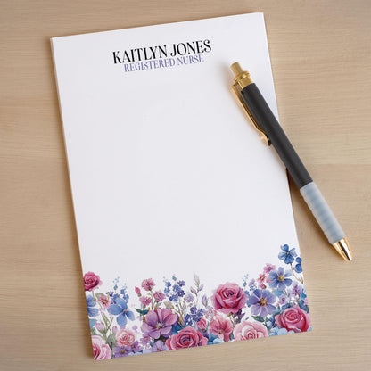 Personalized Flower Notepad - Custom Name Notepads With Floral Garden Notes