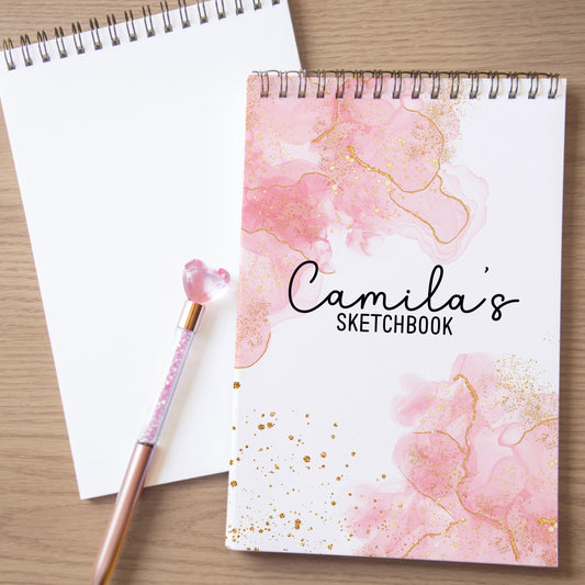 Personalized Sketchbook Girls - Spiral Bound Drawing Journal Kids With Heavyweight Paper