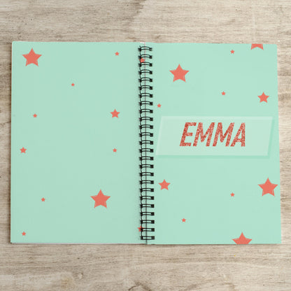 Personalized Girls Notebook - Custom Name Journal With Spiral Bound, Mint & Orange Cover