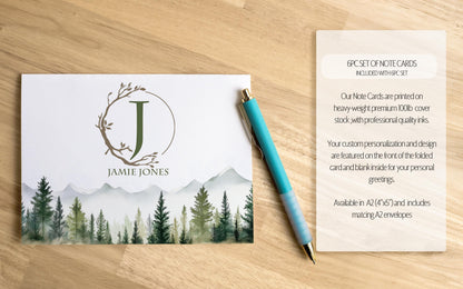 Personalized Stationery Set - Mountain Forest Stationery Gift Box with Notebook & Envelopes