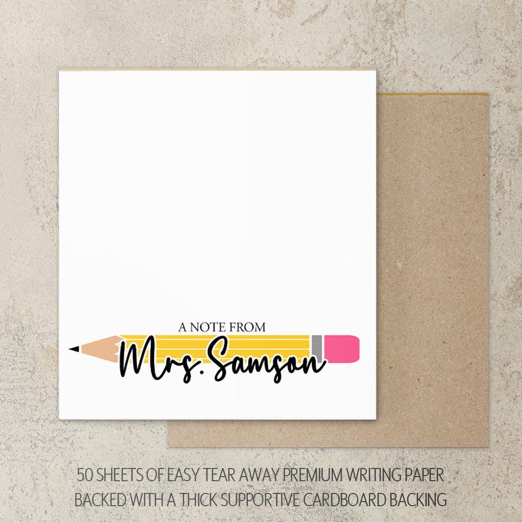 Personalized Teacher Notepad - Custom Name Stationery | Classroom Notepads & Teacher Appreciation Gifts
