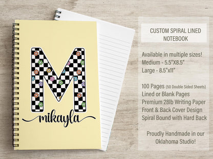 Personalized Girls Notebook - Custom Kids Journal With Monogram Name, Spiral Bound