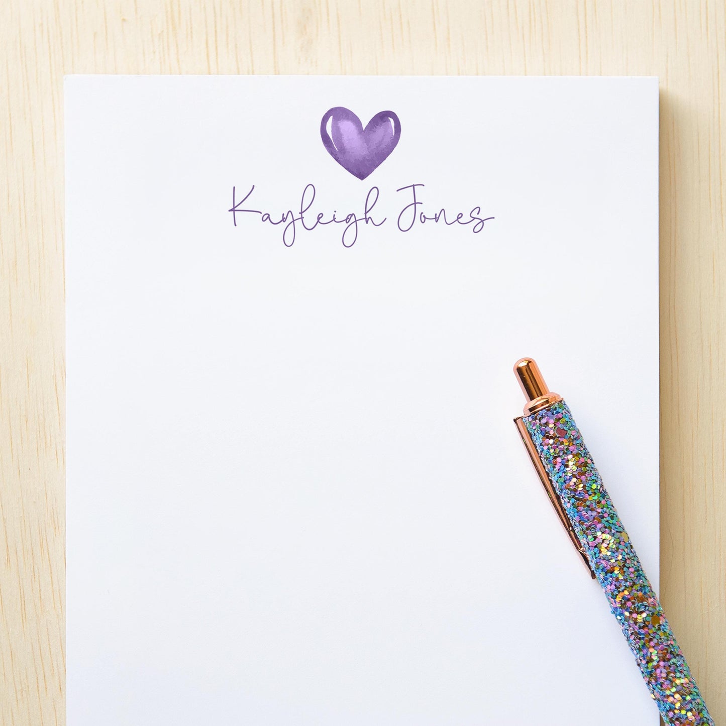 Personalized Notepad – Custom Monogram Notepad with Heart Script Stationery