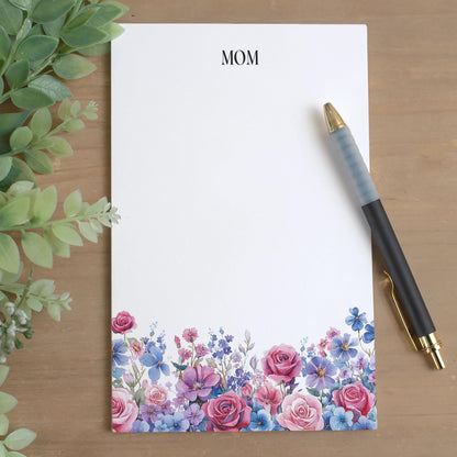 Personalized Flower Notepad - Custom Name Notepads With Floral Garden Notes