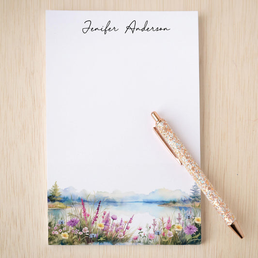 Personalized Notepad – Custom Forest Wildflower Note Pad with Name | Nature Lovers Gift