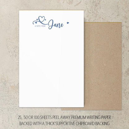 Personalized Notepad – Girls Script Heart Notepad | Custom Stationery Gift for Teacher