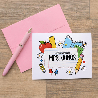 Personalized Teacher Notecards – Back to School Cards | Custom Teacher Cards, Thank You Notes