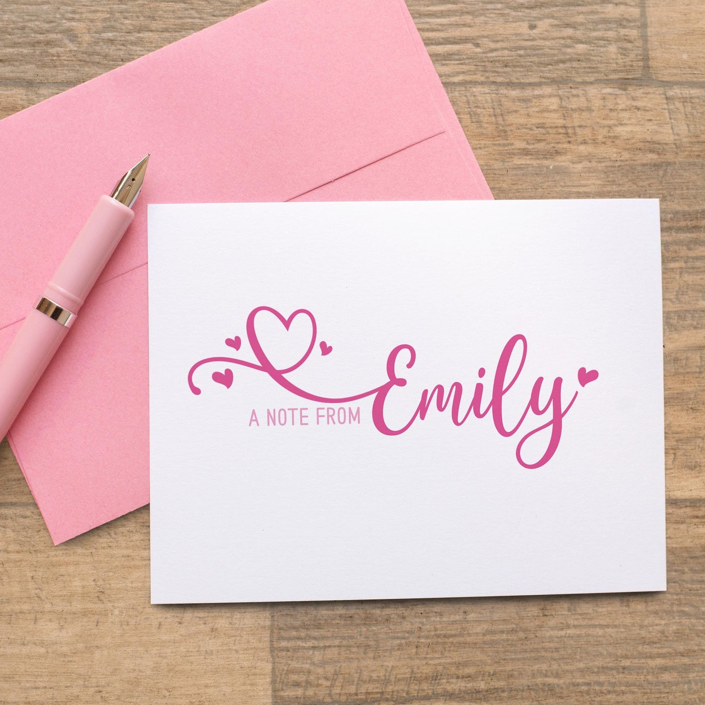 Personalized Note Cards - Custom Stationery Set with Heart Folded Thank You Cards & Envelopes