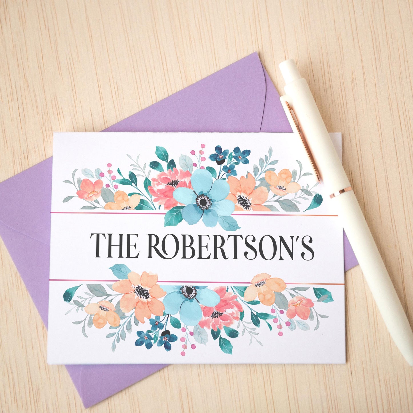 Personalized Note Cards - Wildflower Thank You Cards With Custom Envelopes Set