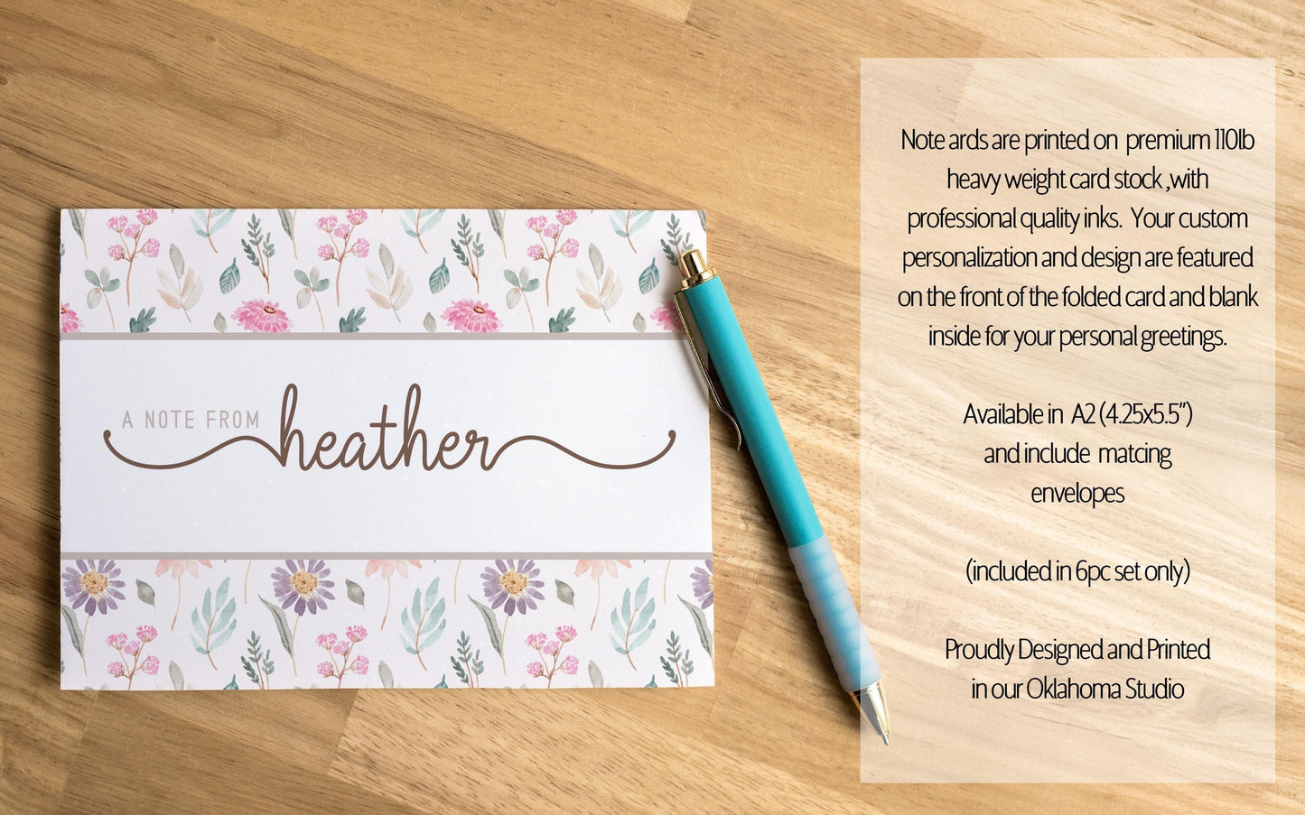 Personalized Stationery Set – Custom Notepad Set with Floral Writing Paper & Envelopes