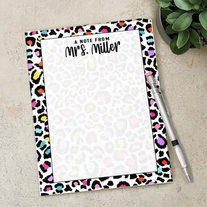 Personalized Notepad – Custom Cheetah Print Notepad With Rainbow Aesthetic Pad