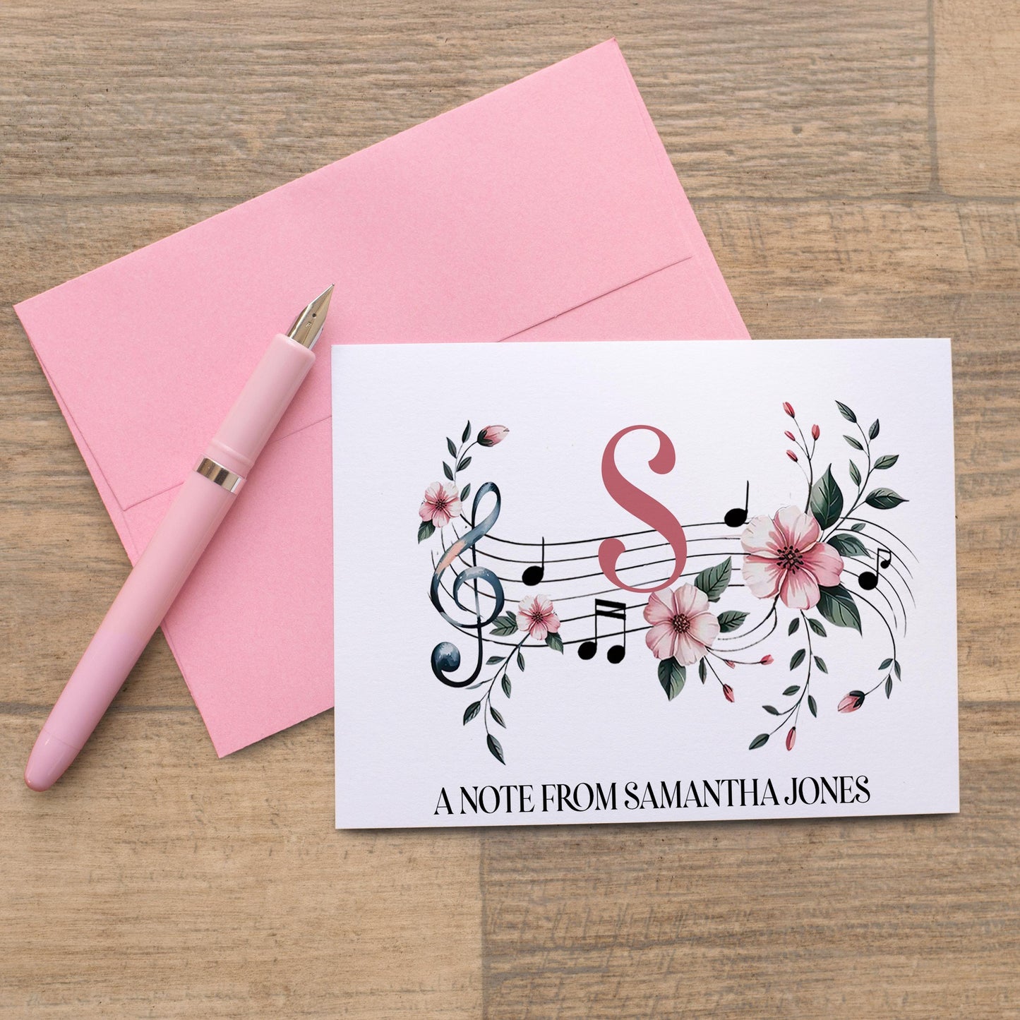 Personalized Music Notecards – Floral Music Notes Cards | Teacher Appreciation Gifts